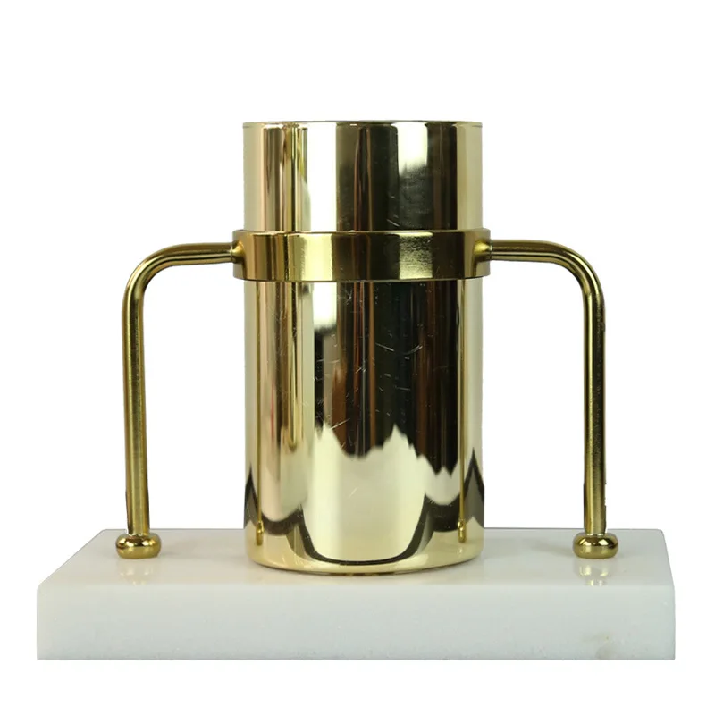 

Modern Home Creative Metal Vase Decoration Living Room Porch Marble Base Metal Vase Decoration