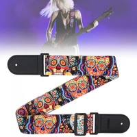 florescent pattern printing guitar strap with pu leather ends 5cm wide adjustable 110 150cm length for guitar bass