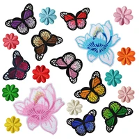 customized wholesale butterfly embroidered cloth stickers lotus patch clothing accessories bag accessories
