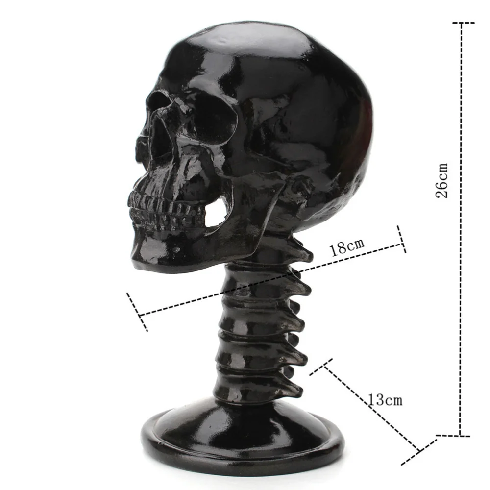 

26x18x13cm Skeleton Furnishing Articles Resin Skull with Base Dark Style Home Decoration (Black)