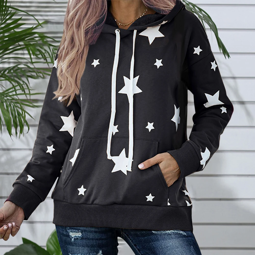 Толстовка со звездным принтом осенняя Модная Повседневная с длинным рукавом Poleron