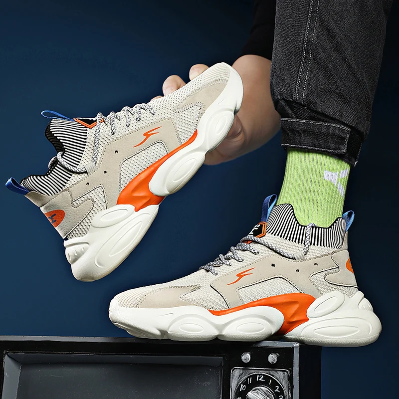 

new fashionable Men Shoes Lightneakers Men Height Increasing Casual Sport Shoes Breathable High Top Sock Sneakers 002a