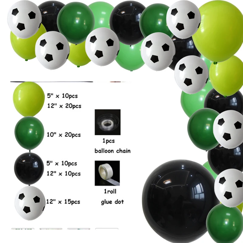 

87pcs Soccer Party Balloon Garland Kit 12inch Football Printed Balloons with 16ft Srip for Football Party Decoration Air Globos
