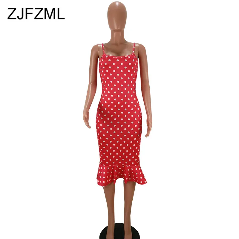 С узором в горошек с принтом сексуальное платье русалочкой 2021 Новый Спагетти