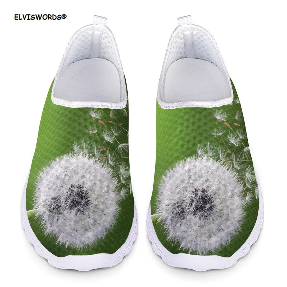 

ELVISWORDS Flats Shoes Women Spring Summer 2020 Dandelion Pattern Ladies Comfortable Breathable Mesh Sneakers Shoes Woman Light