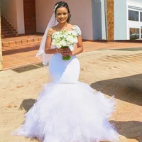 simple mermaid stunning cap sleeves african weddingdresses beaded sequins bridal dresses wedding gown