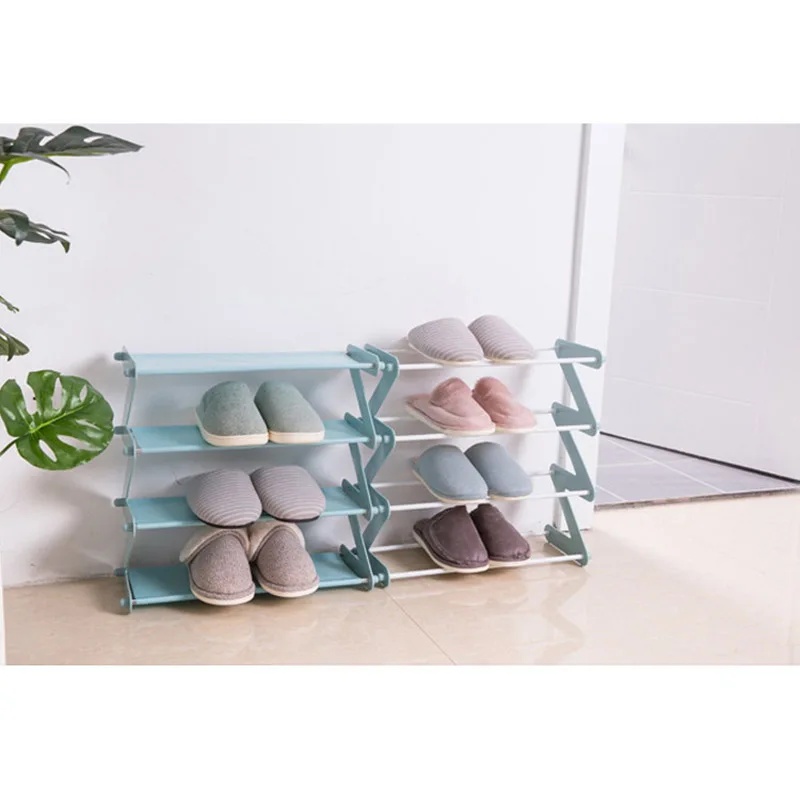 &quotZ" Shape Shoe Rack Tower Organizer Cabinet Entryway Stackable Storage Shelf Unit with 4-Tier Durable Stainless Steel | Мебель