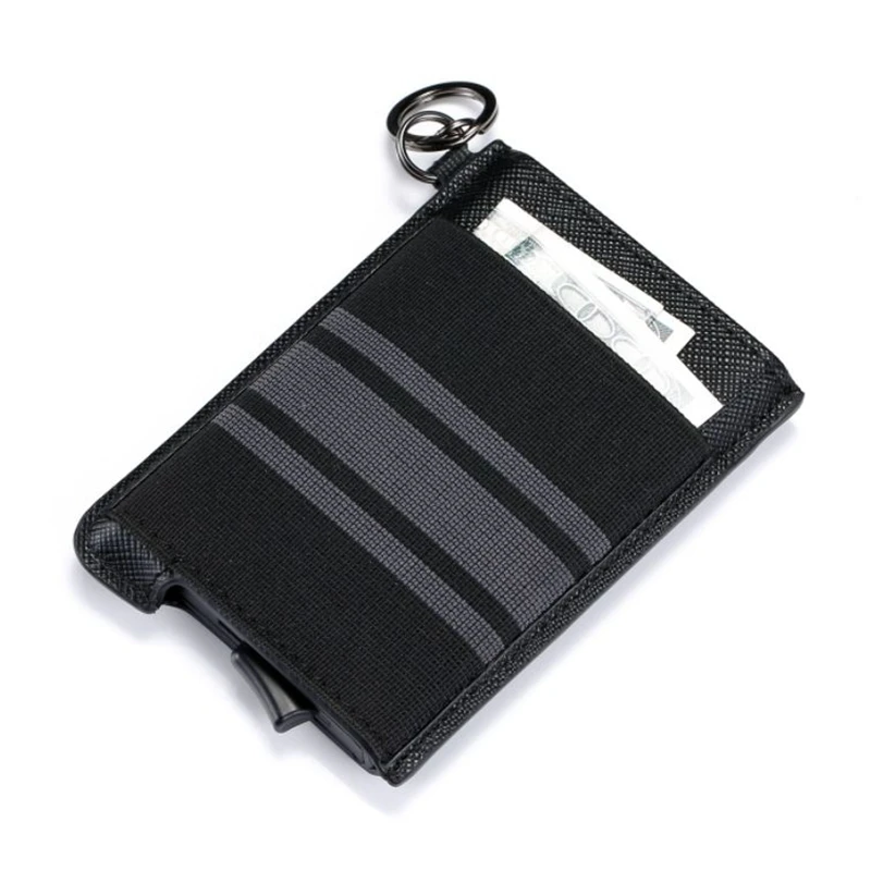 Genuine Cowhide Leather Business Smart Wallet RFID Card Holder Slim Anti-theft Security ID Holders Aluminum Box Pup Up Case | Багаж и