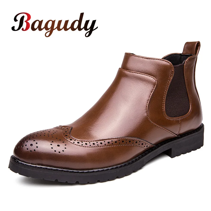 Осенние кожаные ботинки челси в стиле Bullock мужские ботильоны деловые мужская