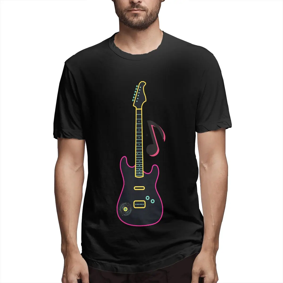 

Nature Guitar(2) Men's Fashion Tees Short Sleeve Round Collar T-Shirt 100% Cotton Birthday Present Clothes