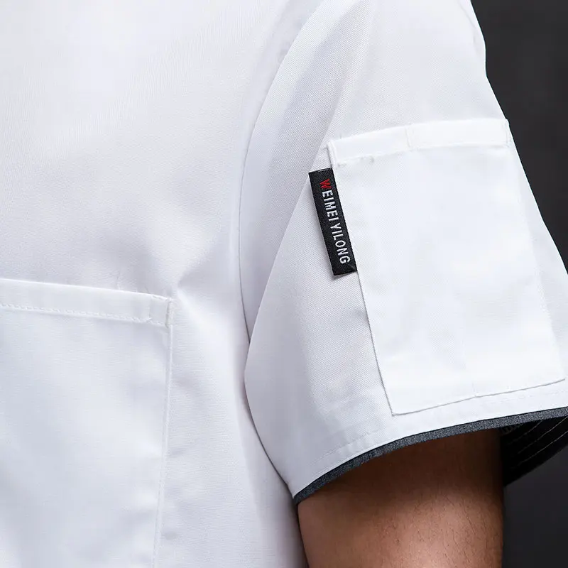 

Customized Chef Uniform Set (Chef Uniform + Apron) Embroidery Or Print Logo Short-Sleeved Overalls For Restaurants And Hotels