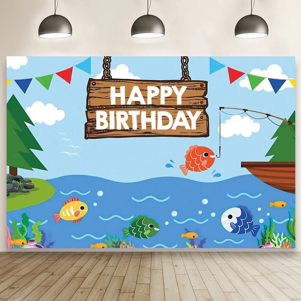 

Виниловый фон для фотосъемки новорожденных с изображением рыболовного пруда и путешествий