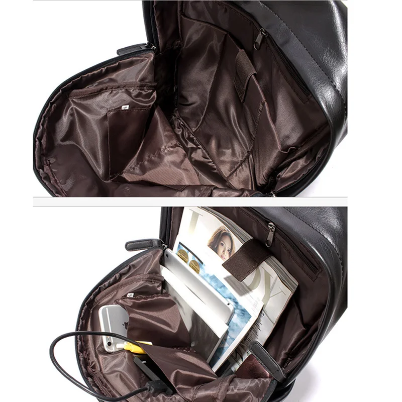 Мужской рюкзак для ноутбука кожаная школьная сумка высококачественный