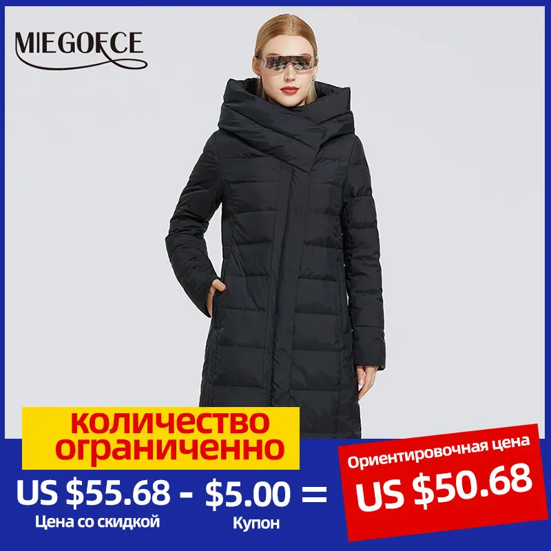 MIEGOFCE 2020 Зимняя женская новая хлопковая куртка наклонная планка мода теплое