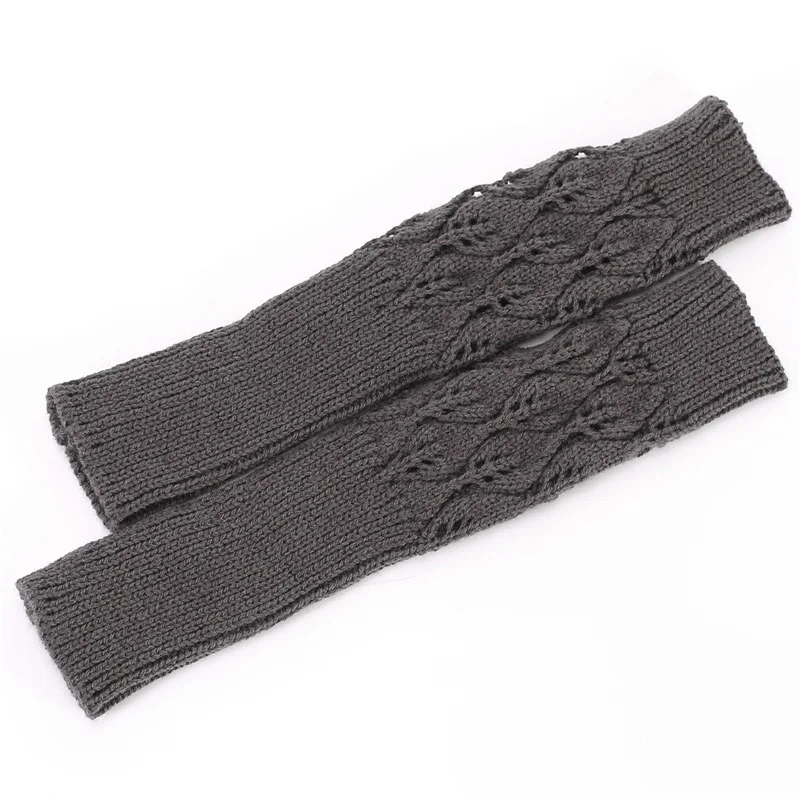 Dark Gray Зимние женские варежки с длинными рукавами, однотонные Мягкие толстые теплые Акриловые эластичные вязаные митенки, теплые перчатки C81 - Цвет: Dark Gray