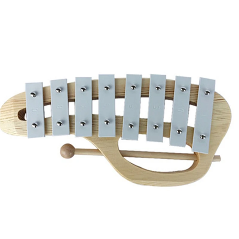 Ручной стук ксилофон Glockenspiel с молотками 8 тонов алюминиевый лист деревянный