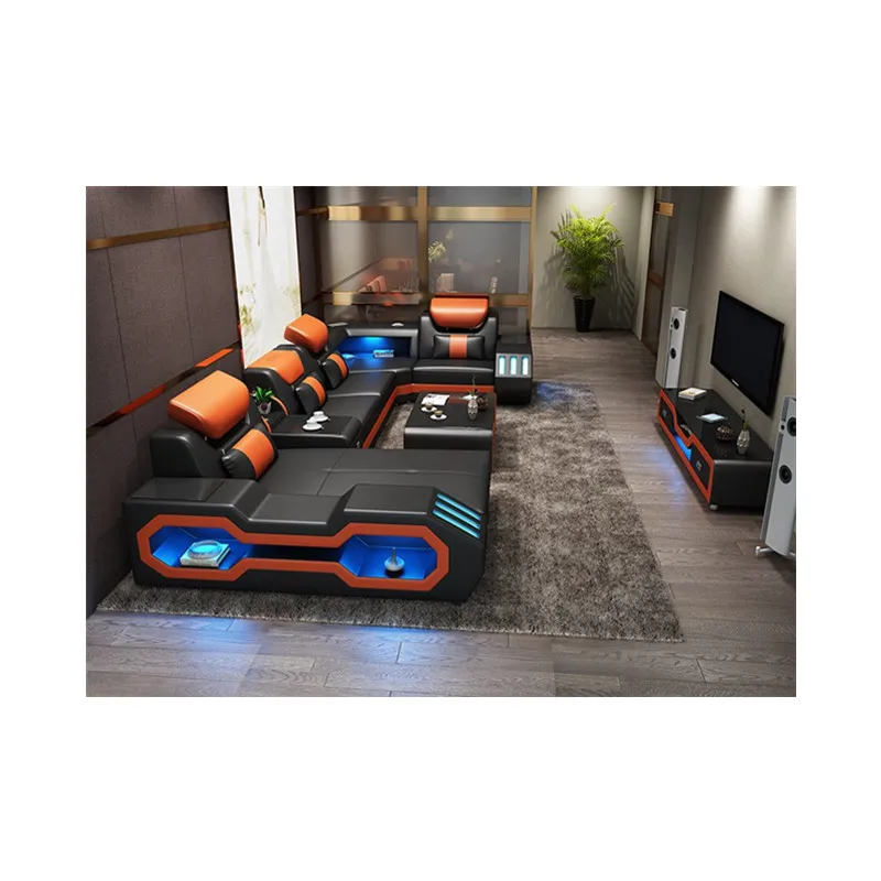 Большой белый кожаный современный угловой диван нового дизайна | Мебель