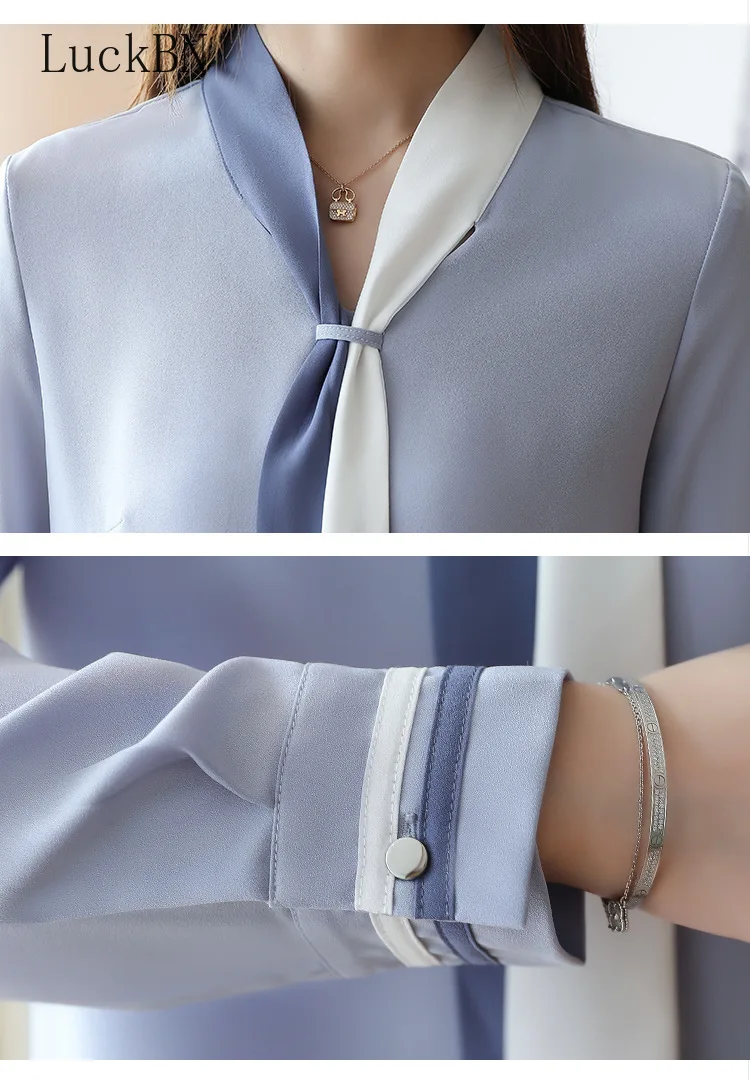

Plus Size OL Office Women Tops and Blouse Vintage Long Sleeve Chiffon Tops Blusas Mujer De Moda 2021 Elegant Spring A Blouses