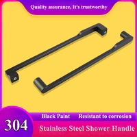 glass door handle of shower room 304 stainless steel black handle bathroom sliding door handle