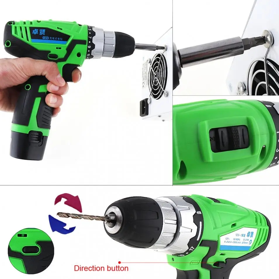 Беспроводной 12 В перезаряжаемый литиевый аккумулятор Электрический дрель