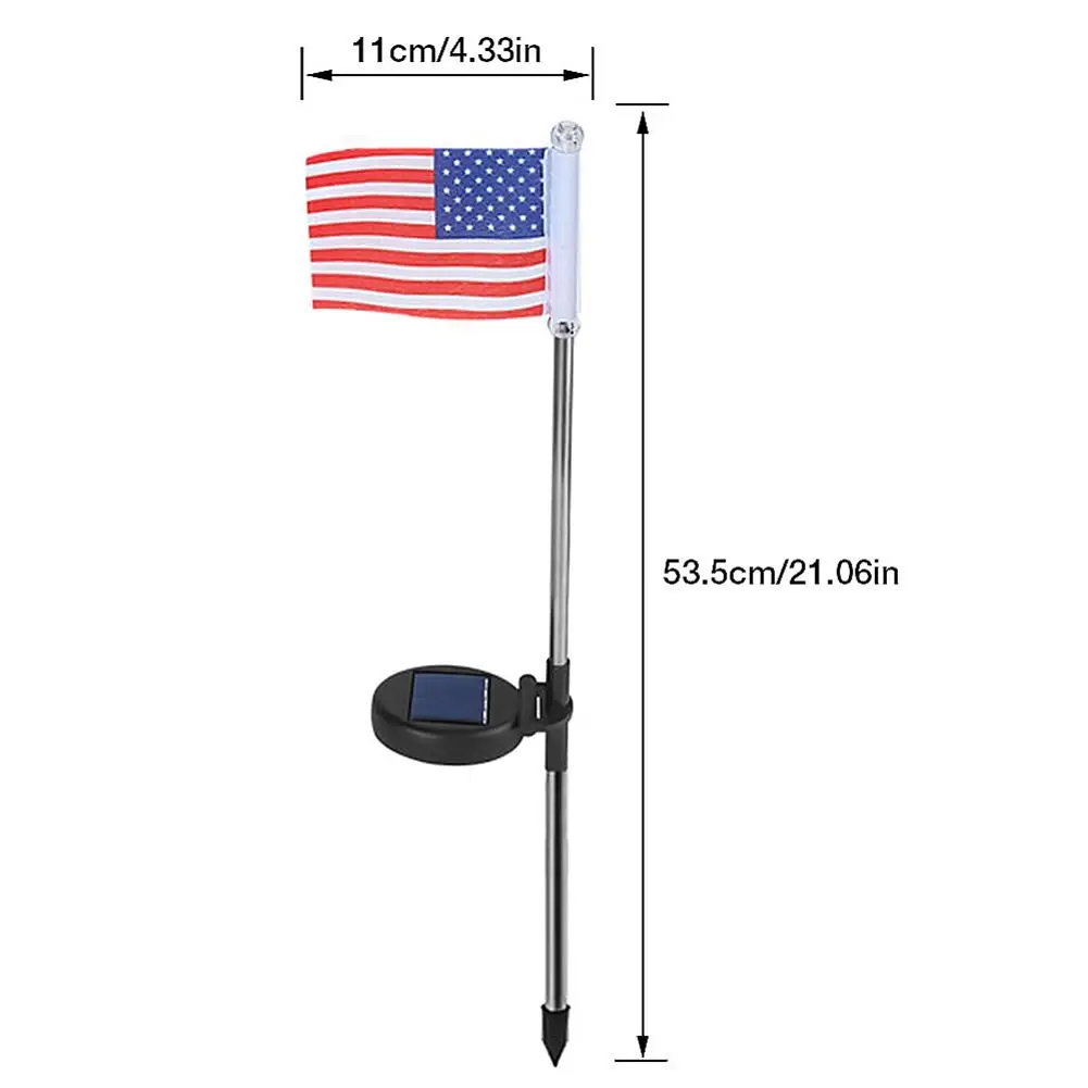 

2pcs American National Flag LED Solar Light Outdoor Waterproof Garden Lawn Lamp Square Street Home Courtyard Decoration Light