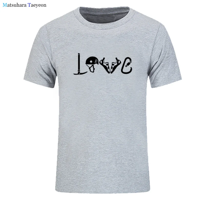 

Funny LOVE Climb Implementor T Shirt Men O Neck Cotton Climbing Mountain T-shirts Man Comfortable Gift Big Size Summer Tee