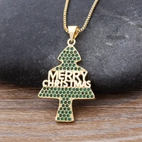 aibef 2021 new christmas gift series christmas tree bell elk pendant gold necklace for women kids copper cz exquisite jewelry