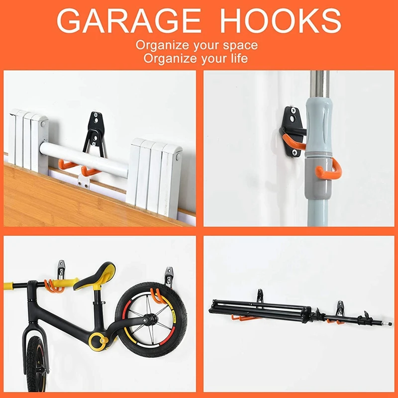 

Garage Hooks Heavy Duty, Utility Tool Hangers and Broom and Mop Holder Wall Mounted for Organizing Cleaning Tools 10Pack