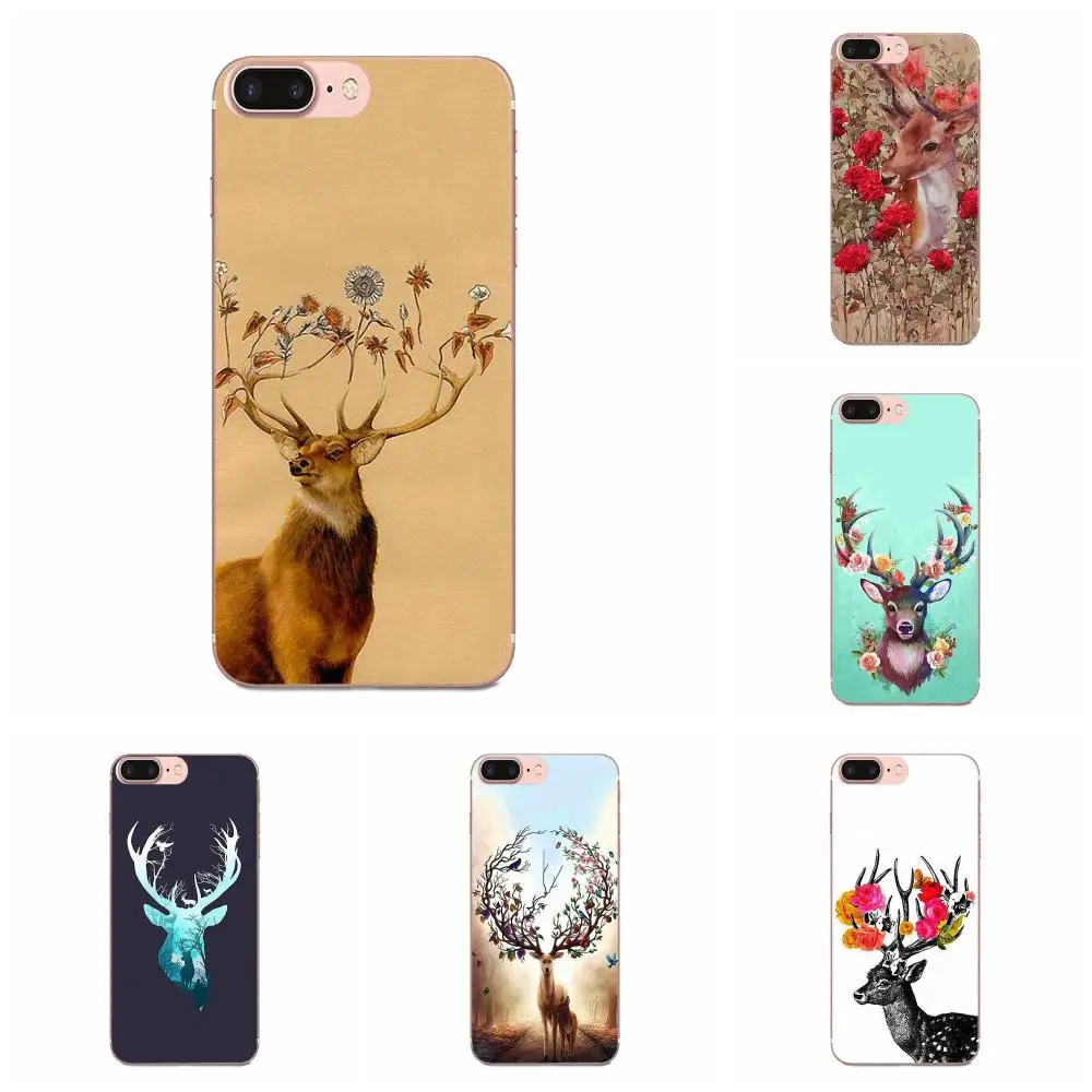 TPU Capa Sika олень цветы для Apple iPhone 4 4S 5 5C 5S SE 6 6S 7 8 11 Plus Pro X XS Max XR|Бамперы| |