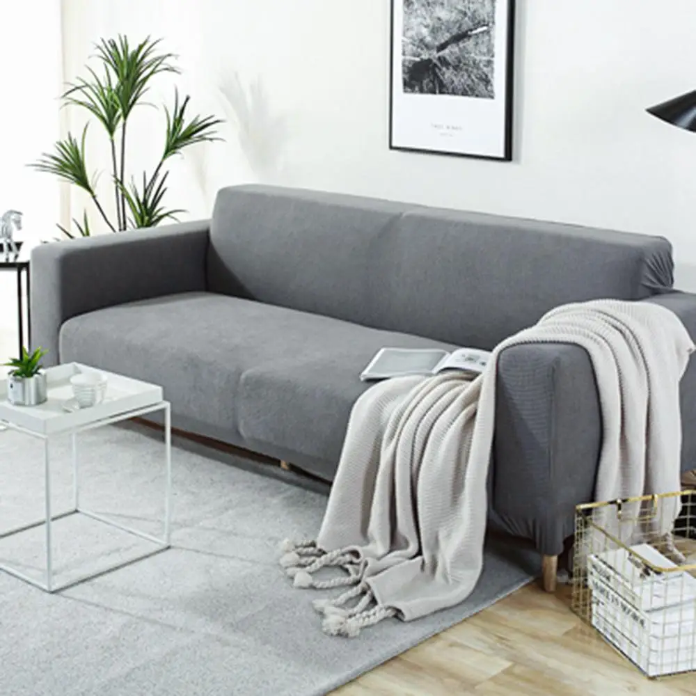 Водонепроницаемый флисовый чехол для дивана однотонный эластичный гостиной