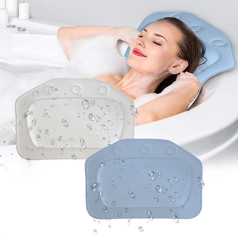 

Waterproof Bathtub Bath Pillow Non-slip Pillows With Suction Cups Soft Relaxing Spa Bathing Pillow Home Bathroom Accessories