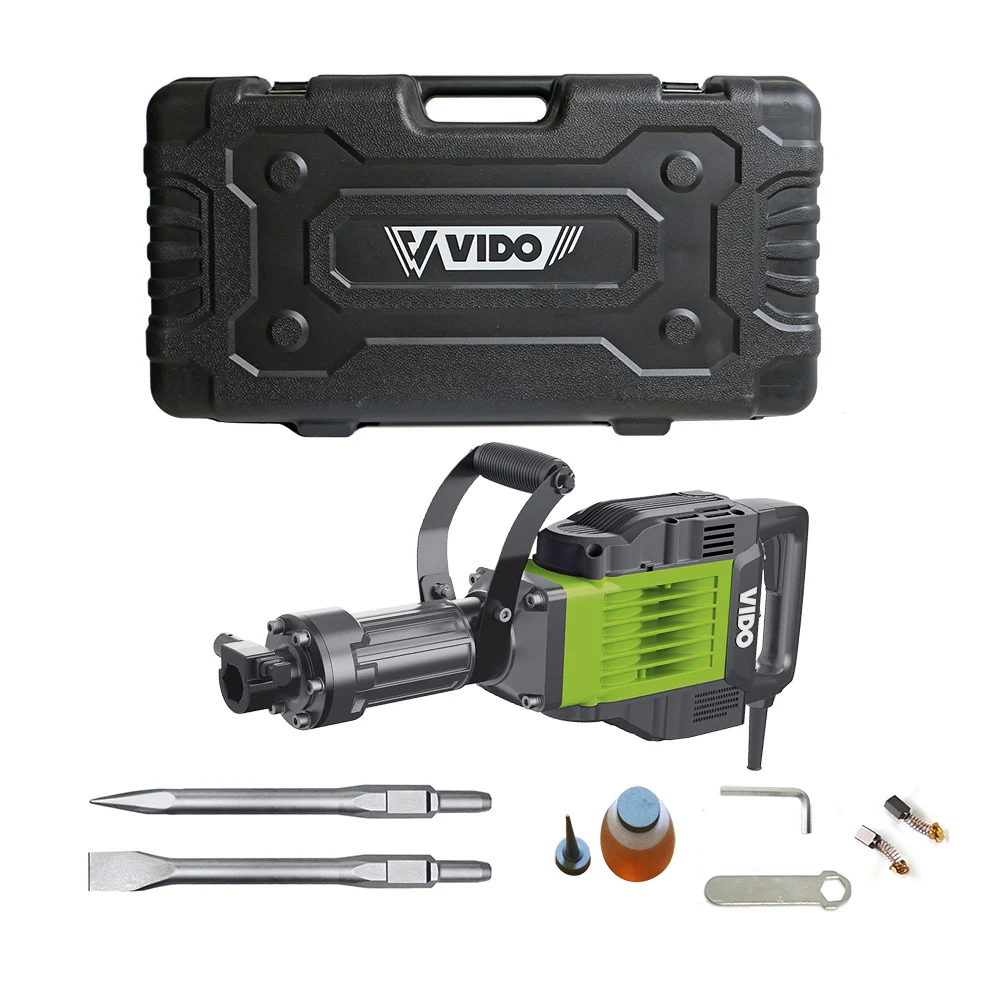 

VIDO vido 1500w 65A 60J jack hammer rotary demolition hammer drills machine with one set of point and flat chisels