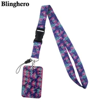 cb421 new fashion purple leaves neck strap for key id card gym phone usb badge holder diy hanging rope lanyard