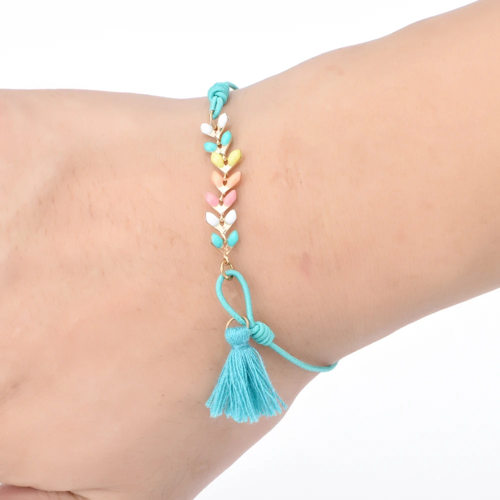 Набор женских небольших браслетов с кисточками 12 шт./лот браслеты ручной работы