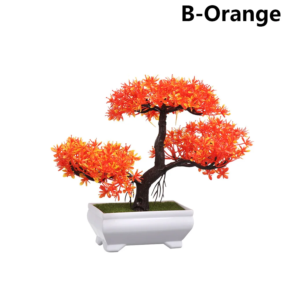 B-Orange 1 комплект искусственный пластиковый бонсай заменитель пены в горшке реалистичные растения Настольный орнамент топиарная сосновая дерево украшение для дома ремесла - Цвет: B-Orange