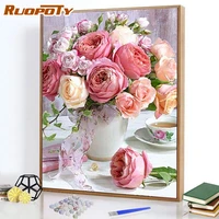 ruopoty flowers painting by numbers paint kits pictures on canvas zero based acrylic for adult frame 60x75cm diy home decor gif