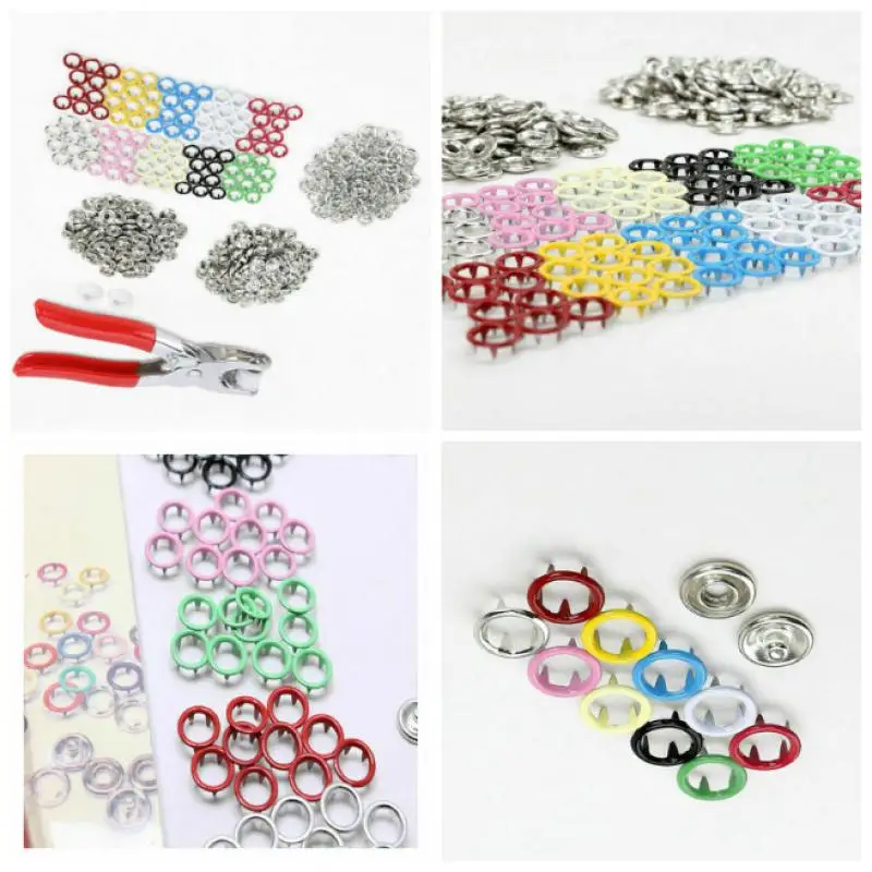 

9.5mm Prong Ring Fasteners/Press Studs Metal Open Ring No Sew Button pliers