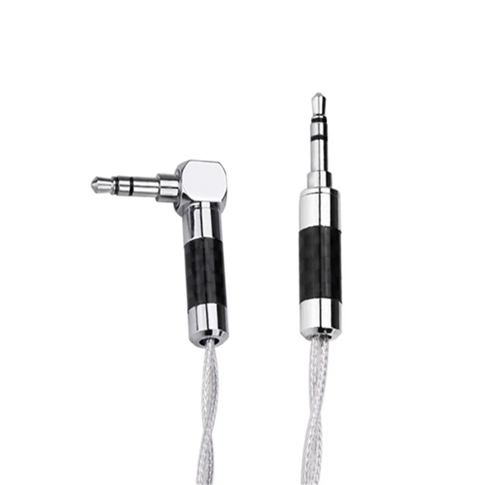 Hifi 3.5 mm Jack AUX Cable Pure Silver Core Earphone Audio Right Angle 90 Degree Rhodium Plated Headphones | Электроника