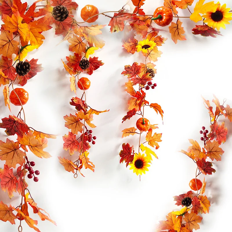 

Осенняя лоза, Осенний искусственный ротанговый клен листья из ротанга, Настенное подвесное искусственное растение для фестиваля сбора уро...