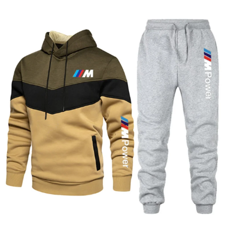 

New men's sports running suit pants and clothes 2-piece fashion cotton sportswear hoodie sports suit jogging pullover 3XL