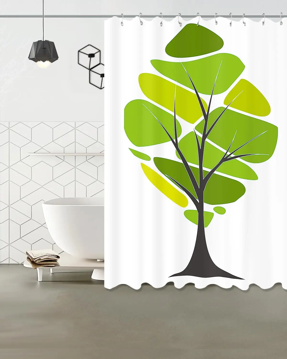

Shower Curtain, Bathroom Curtains-Creative Tree,Leaf,Leaves,Artistic,Water Color,Hand Draw,Art,White Cloth