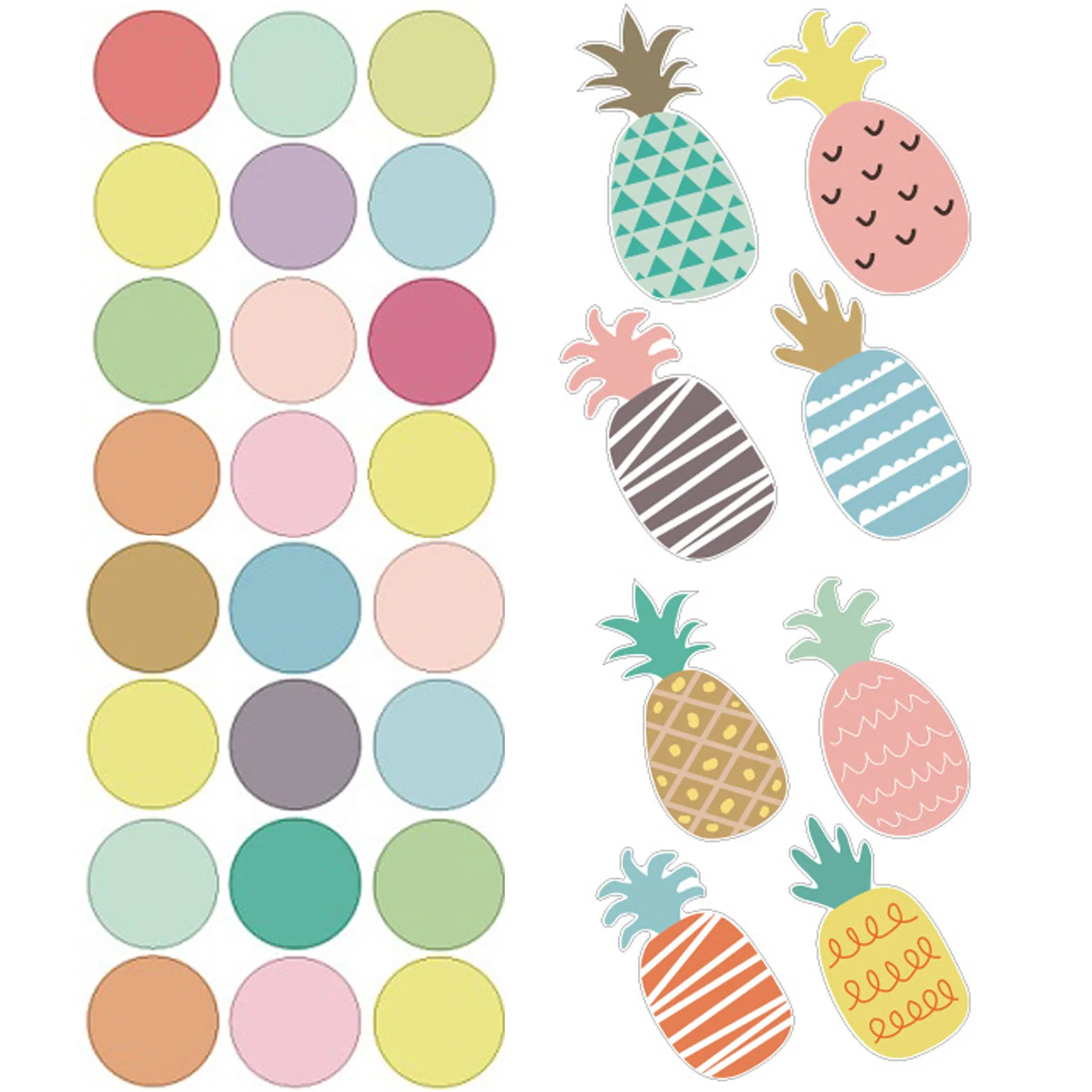Многоцветные настенные наклейки в горошек с ананасами для детской спальни