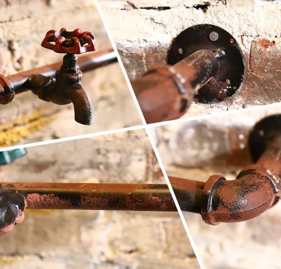 Крючок стеллаж для смесителя в стиле ретро промышленный стимпанк железная труба