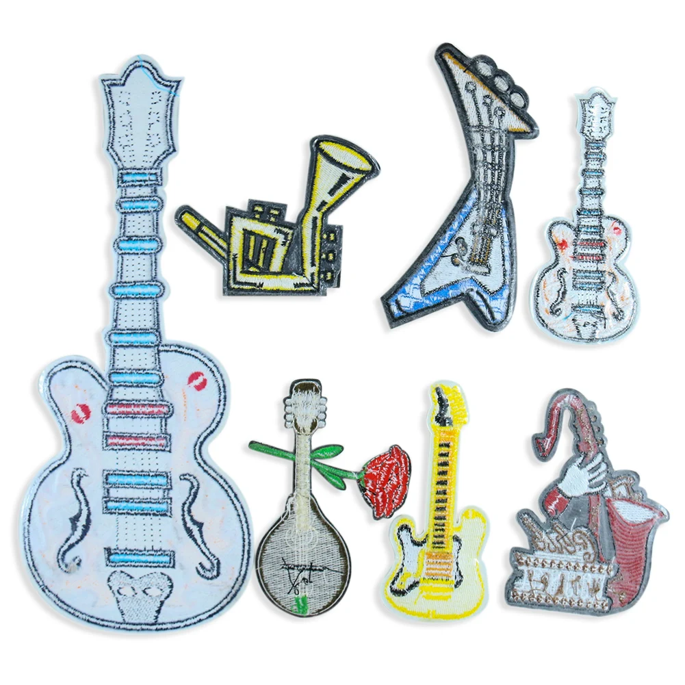 Новый Рок Музыка Гитара вышитые наушники нашивки Утюг на шитье аппликация патч
