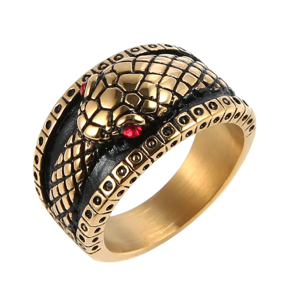 Готические ювелирные изделия HZMAN кольца в виде головы змеи из нержавеющей стали с