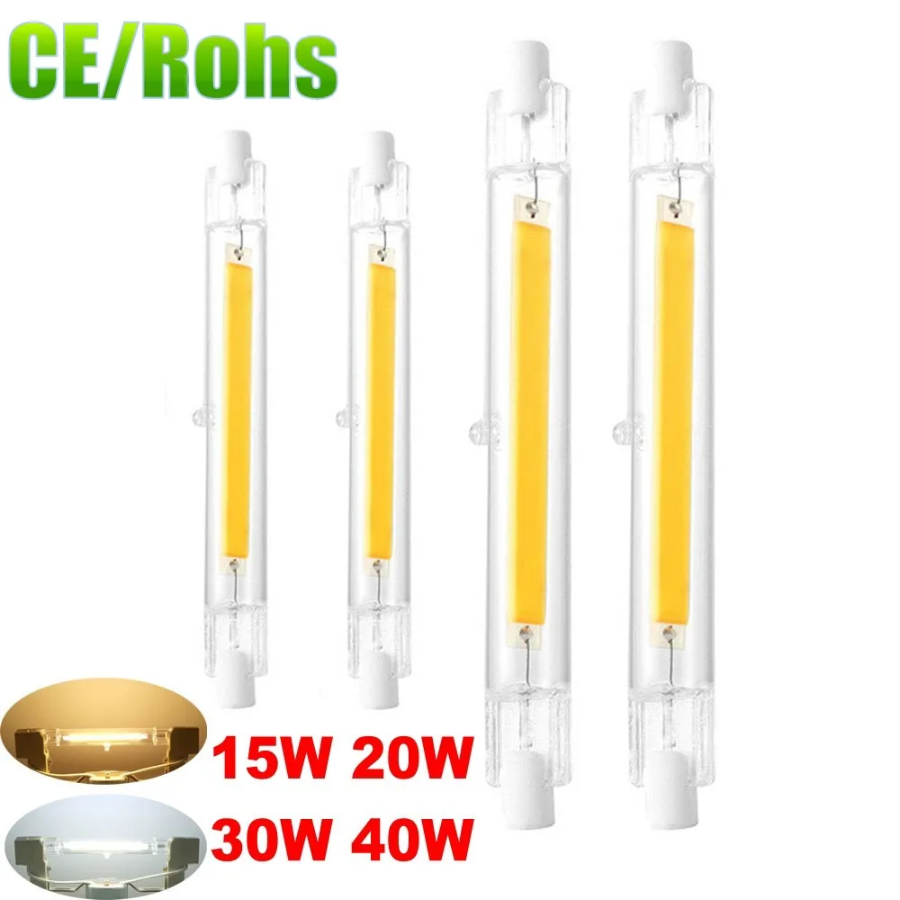 

LED R7S Glass Tube COB Bulb 78MM 20W 15W 118MM 40W 30W R7S Corn Lamp J78 J118 Replace Halogen Light 50W 90W AC220V 230V Lampadas