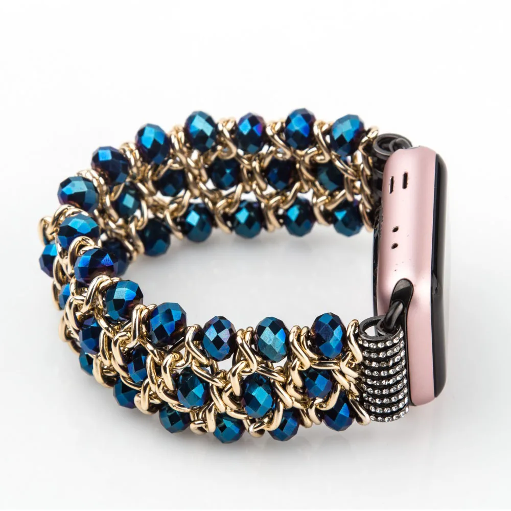 

Bling Beads Chain Stretch Bracelet for Apple Watch Band 38mm 42mm Strap for iWatch Series 1/2/3 Metal Jewelry Wristband