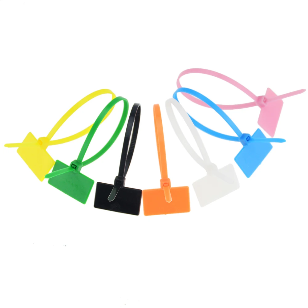 100PCS Easy Mark 4*150mm Nylon Cable Ties Tag Labels Plastic Loop Markers Self-Locking Zip 4x150mm | Обустройство дома