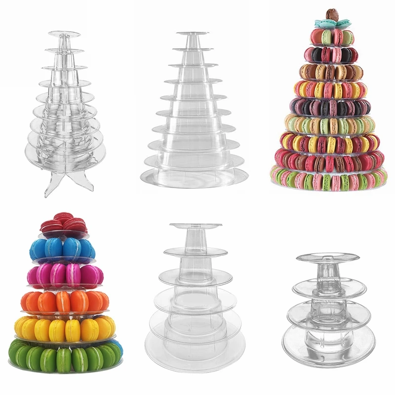 

Multilayer Macaron Display Stand Cupcake Tower Rack Cake Stand PVC Tray For Party Wedding Birthday Cake Decorating Tool Bakewar