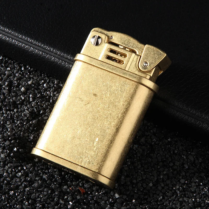 copper Kerosene Lighter Windproof Retro Brass Lighter Grinding Wheels Fire Cigarette Lighter Smoking Accessories Gadgets for Men - Цвет: copper